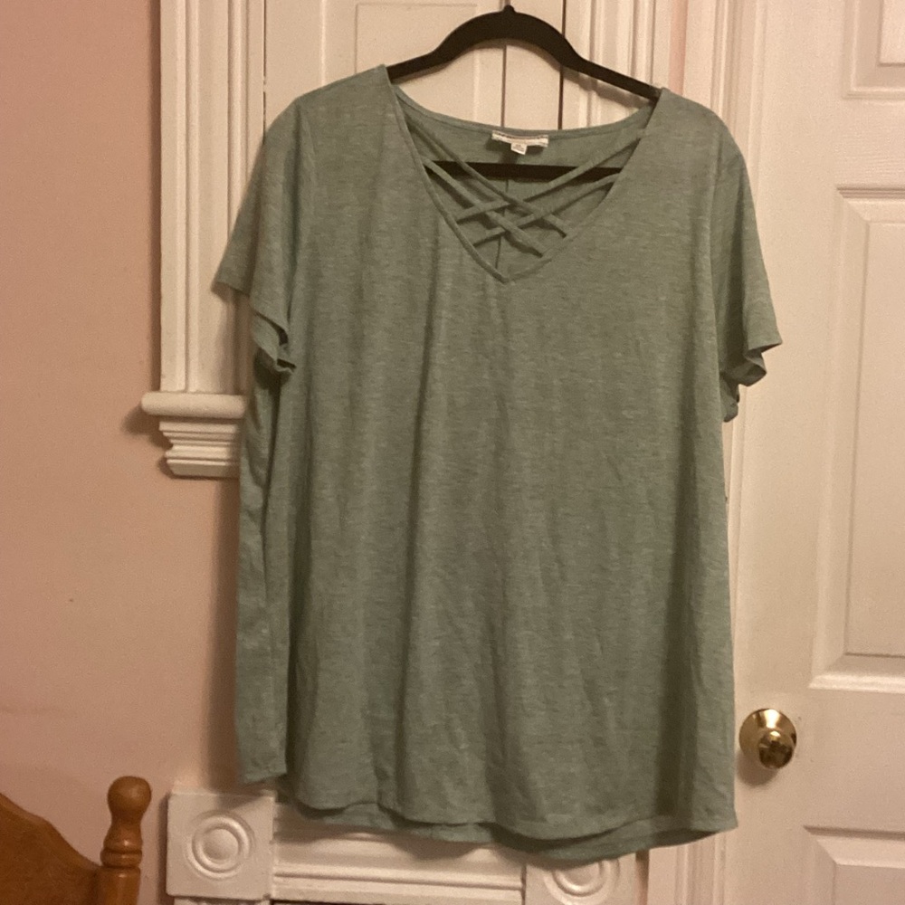 Green Relaxed Cut Out Short Sleeve Tee